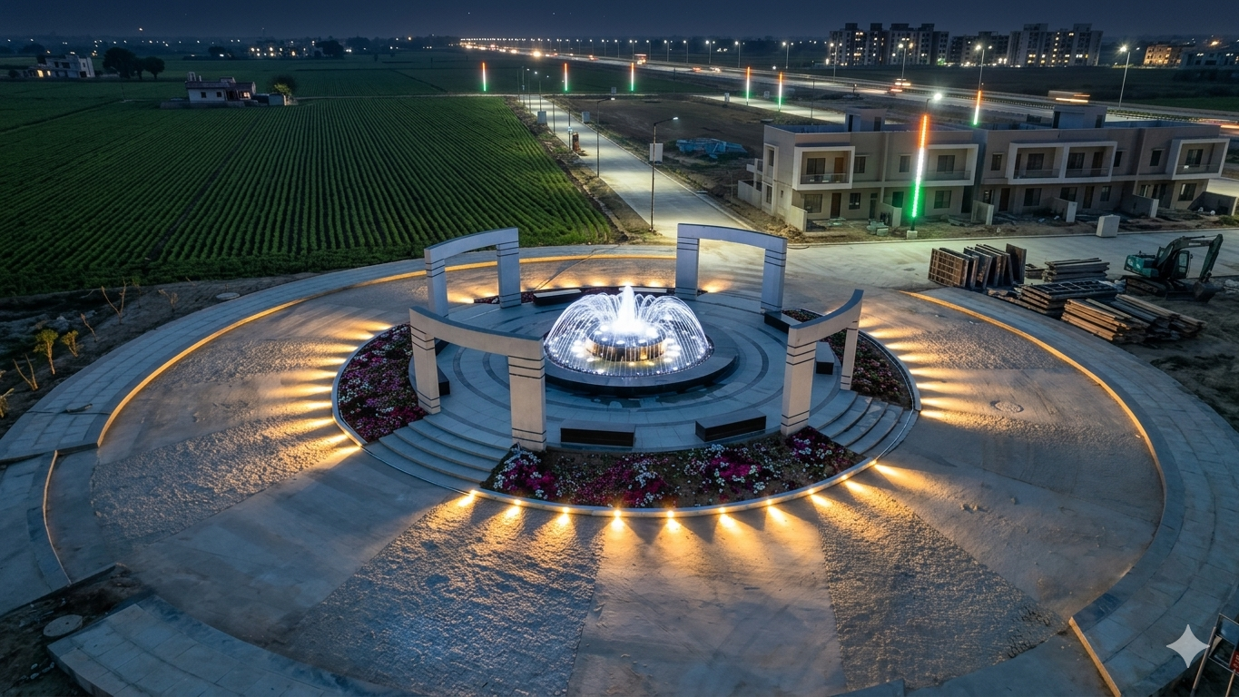 Illuminated Fountain Plaza